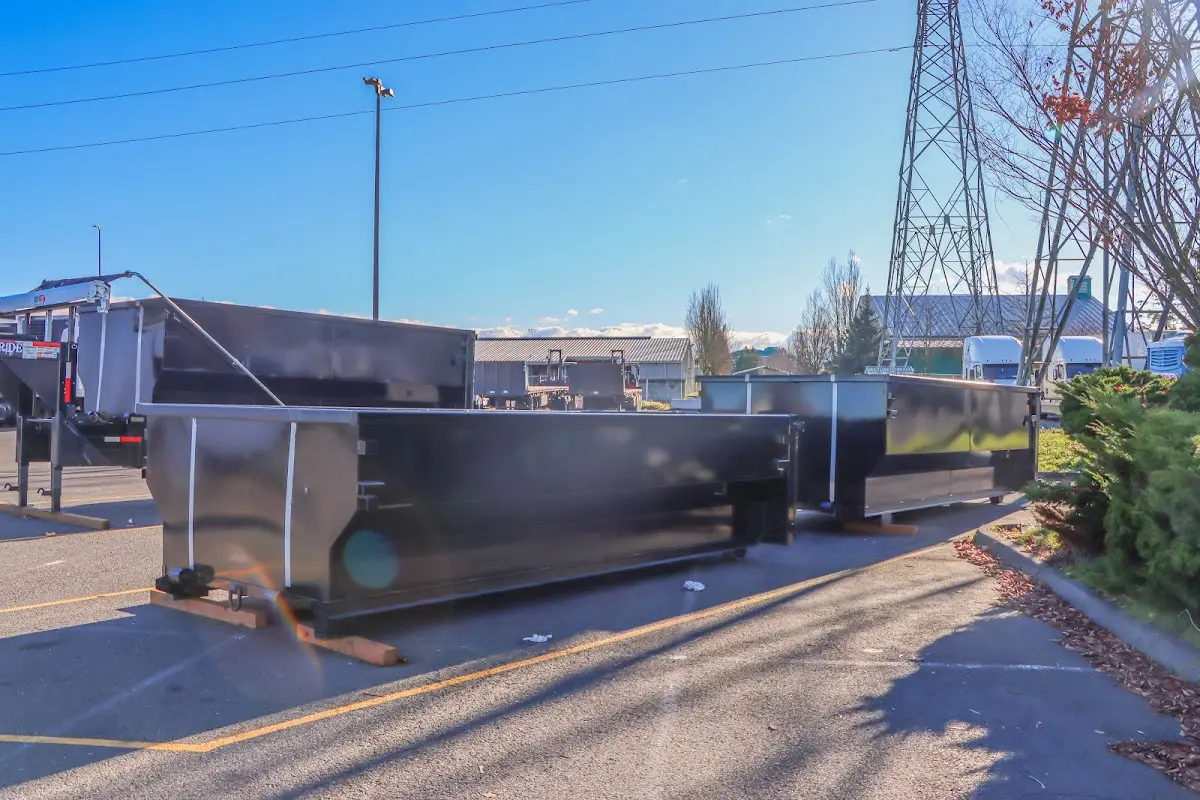 Roll-off dumpster ready for waste disposal at job site for Cleanout Dumpster Rental in Pleasant Garden
